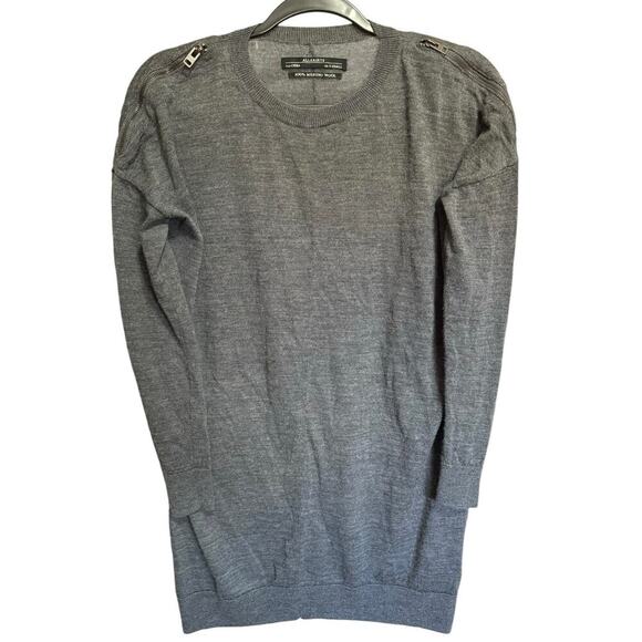 AllSaints Novara Jumper Dress Sweater Wool Pullover Cutout Charcoal Gray Size XS - Picture 5 of 12